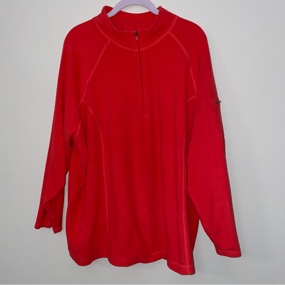 LL Bean 3X Fleece Jacket Women's -  1/4 Zip - Tomato Red